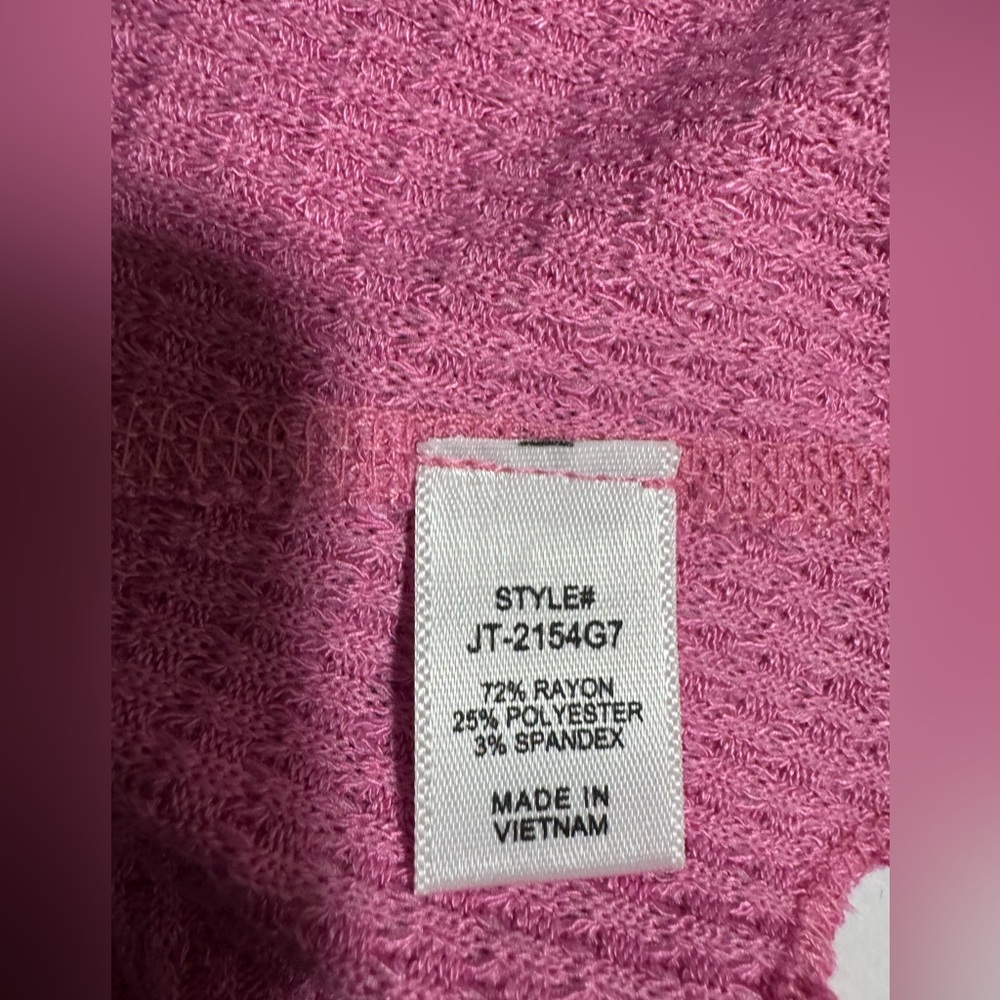 Zeana Outfitters Pink Waffle Knit Henley Top Size M Short Sleeve Ribbed Thermal - Picture 9 of 9
